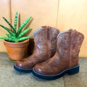 Ariat Fatbaby Brown Leather Cowboy Boots - size 6.5B